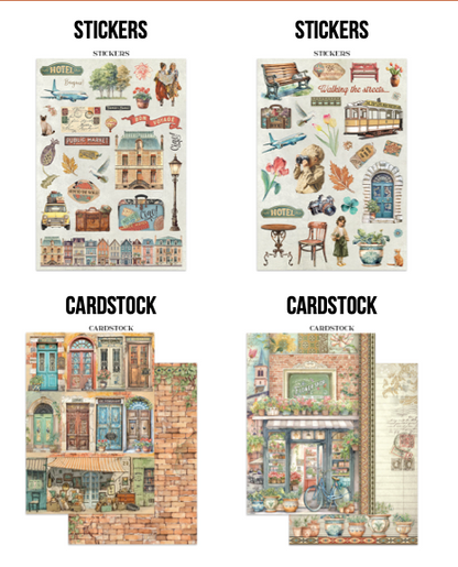 Junk journal stickers, cut-outs, backgrounds - Art of Travelling