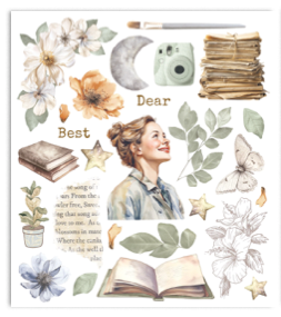 Rub on selection cm 20,5x23 6 pages - Secret Diary