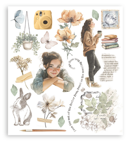 Rub on selection cm 20,5x23 6 pages - Secret Diary