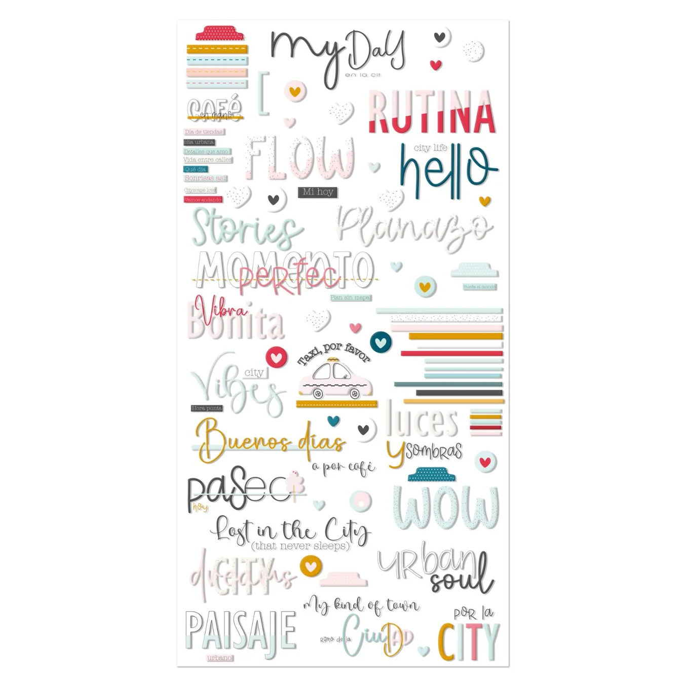 My Day in the City Phrases Puffy Stickers