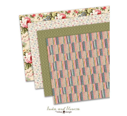 Books & Flowers Decorative Paper  model 1