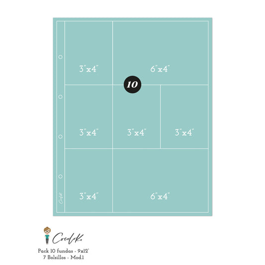 Fundas para Álbumes de 9"x12" con 7 Bolsillos-Modelo 1