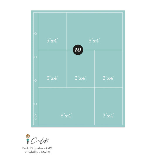 Fundas para Álbumes de 9"x12" con 7 Bolsillos-Modelo 2