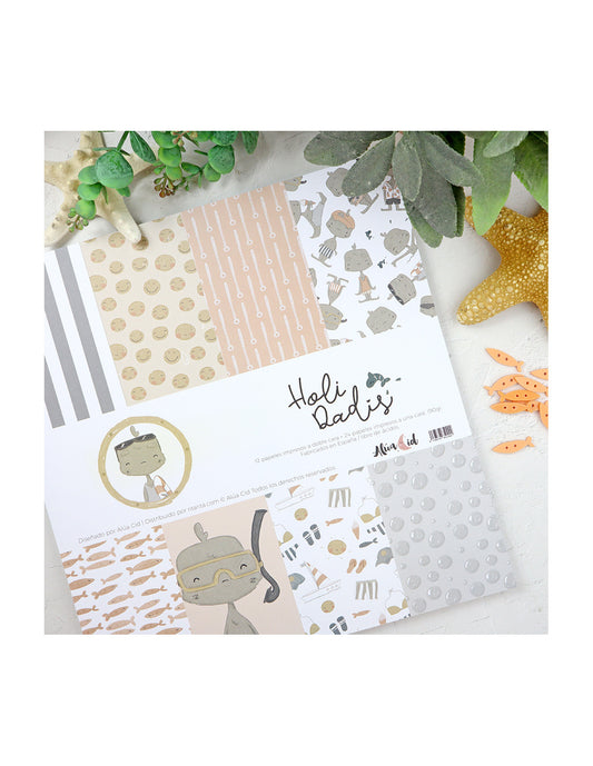 Holidadis 12x12" paper pad | Alúa Cid design