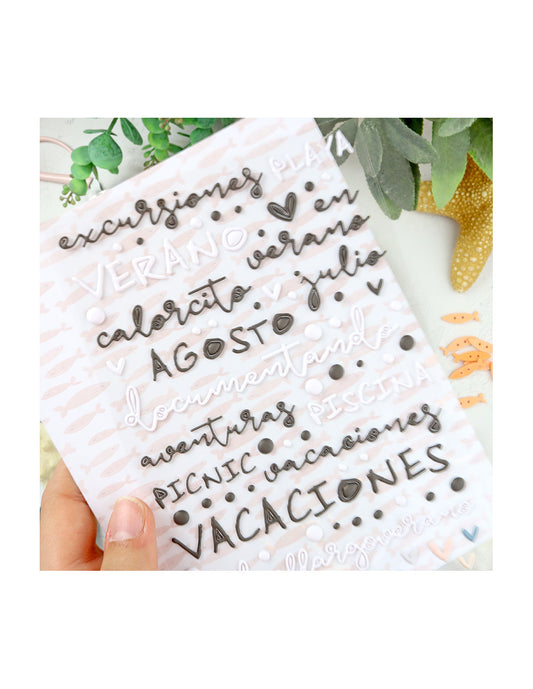Holidadis Phrases puffy stickers | Alúa Cid design