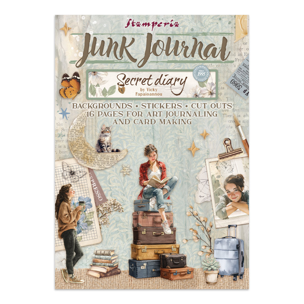 Junk journal stickers, cut-outs, backgrounds - Secret Diary (RESTOCK)