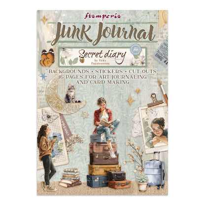 Junk journal stickers, cut-outs, backgrounds - Secret Diary (RESTOCK)