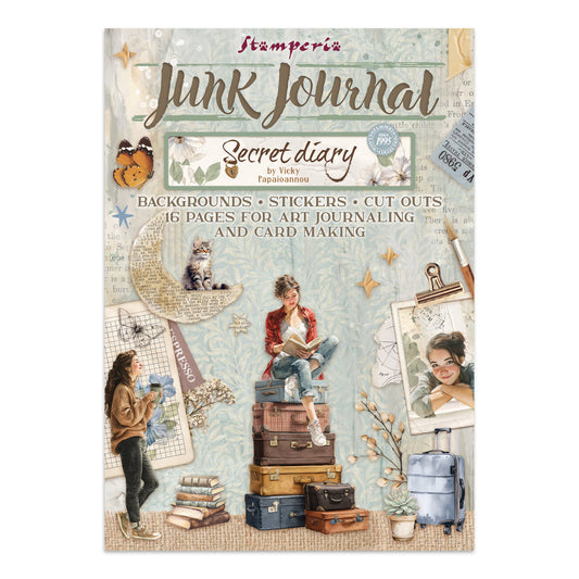 Junk journal stickers, cut-outs, backgrounds - Secret Diary (RESTOCK)