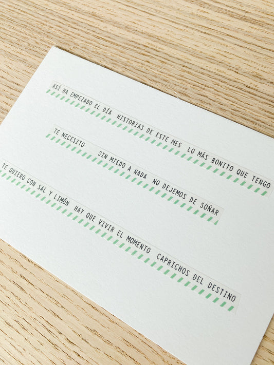 Washi tape Frases con rayitas 2 Kimidori Colors