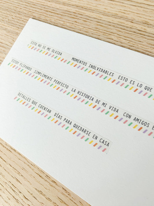 Washi tape Frases con rayitas 4 Kimidori Colors