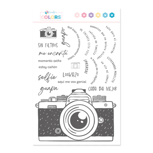 Sello 6"x8" Kimidori Colors Cámara XL y frases