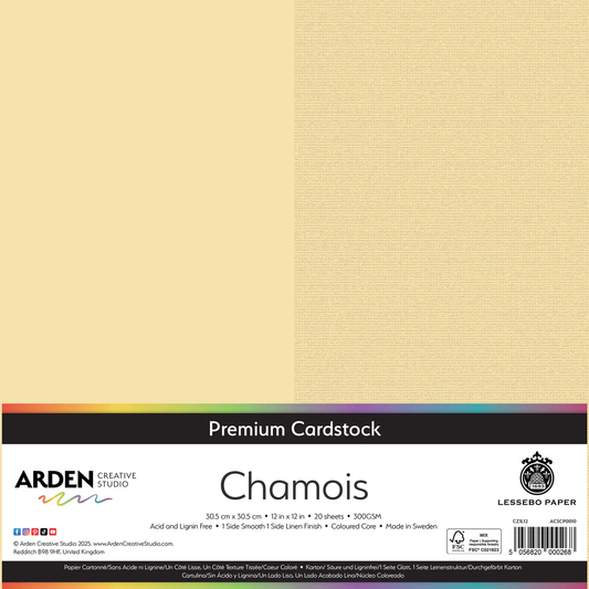 Arden Creative Studio Premium Cardstock Chamois 12in x 12in 300gsm 20 Pack