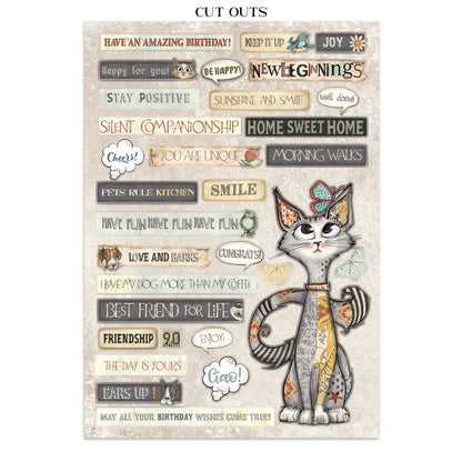 Junk journal stickers, cut-outs, backgrounds - Furry Friends (RESTOCK)