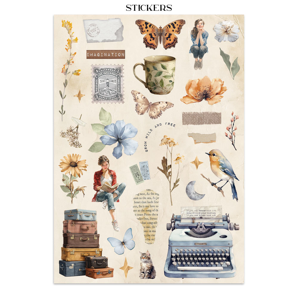 Junk journal stickers, cut-outs, backgrounds - Secret Diary (RESTOCK)