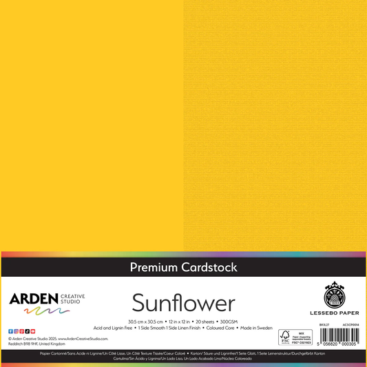 Arden Creative Studio Premium Cardstock Sunflower 12in x 12in 300gsm 20 Pack