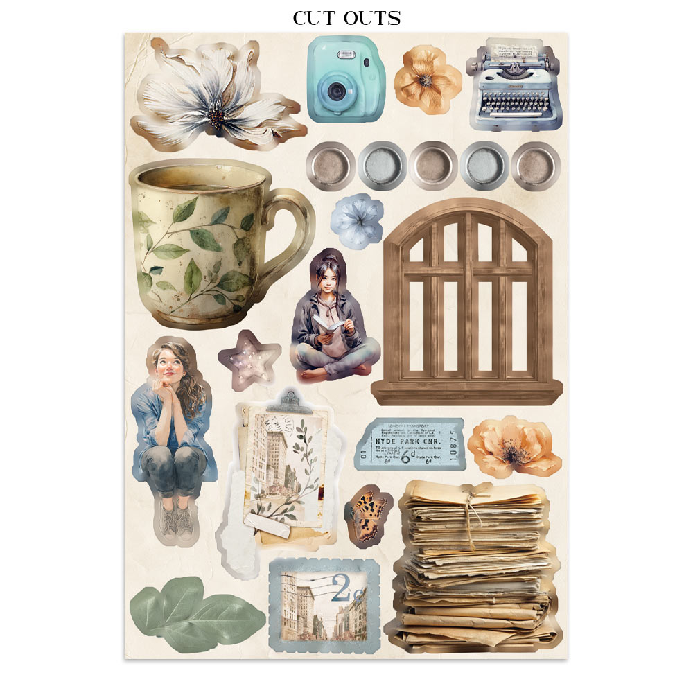 Junk journal stickers, cut-outs, backgrounds - Secret Diary (RESTOCK)