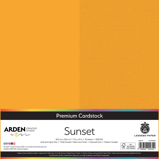 Arden Creative Studio Premium Cardstock Sunset 12in x 12in 300gsm 20 Pack
