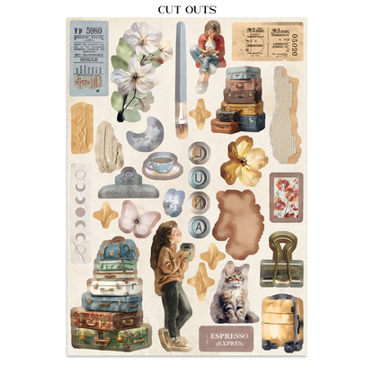 Junk journal stickers, cut-outs, backgrounds - Secret Diary (RESTOCK)