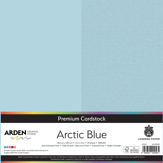 Arden Creative Studio Premium Cardstock Arctic Blue 12in x 12in 300gsm 20 Pack