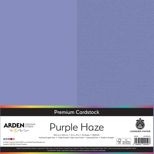 Arden Creative Studio Premium Cardstock Purple Haze 12in x 12in 300gsm 20 Pack