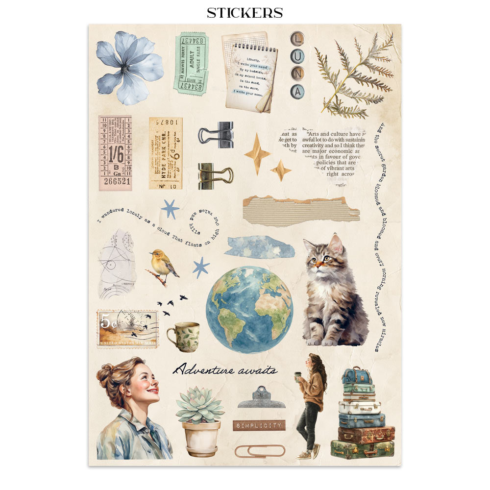 Junk journal stickers, cut-outs, backgrounds - Secret Diary (RESTOCK)