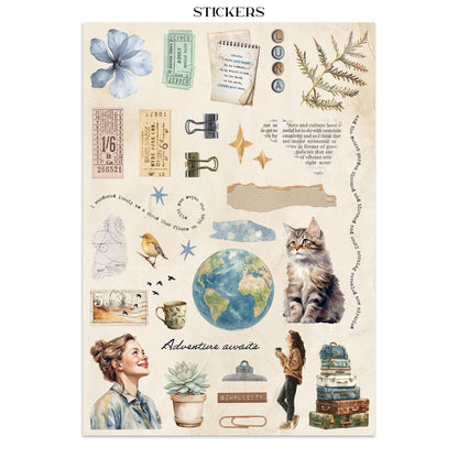 Junk journal stickers, cut-outs, backgrounds - Secret Diary (RESTOCK)