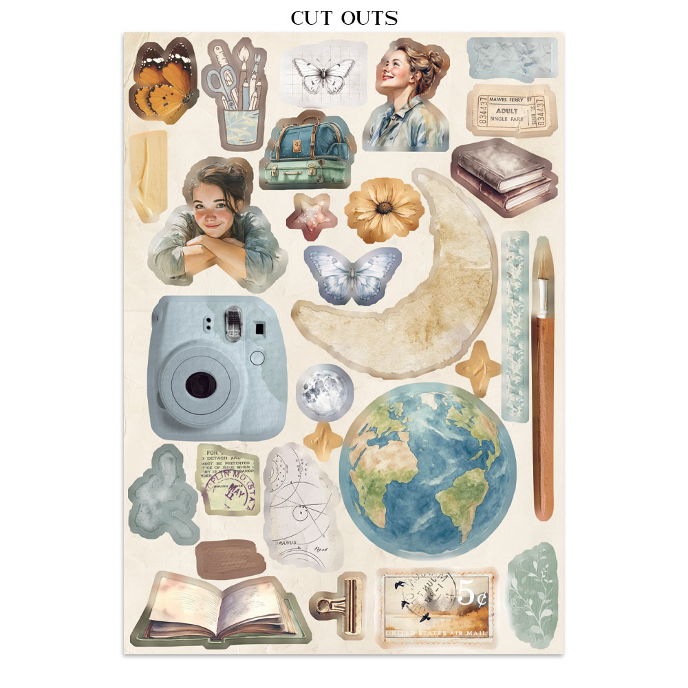Junk journal stickers, cut-outs, backgrounds - Secret Diary (RESTOCK)