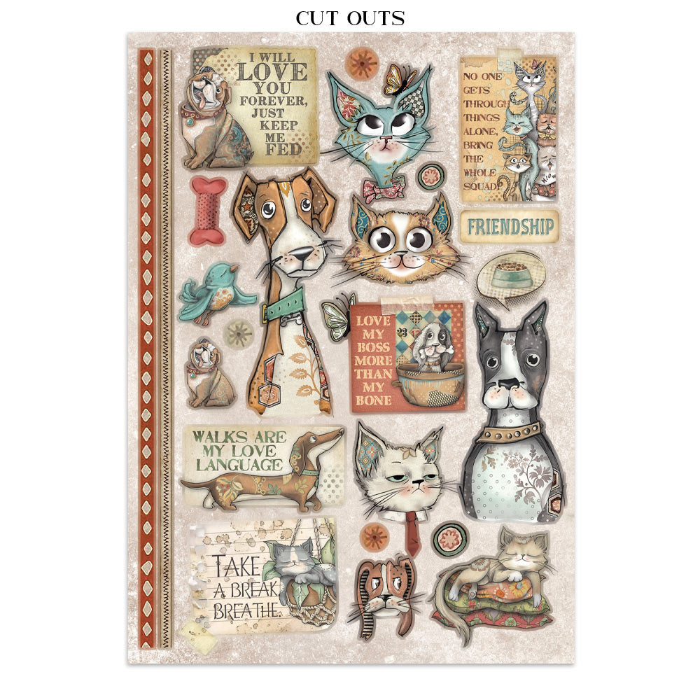 Junk journal stickers, cut-outs, backgrounds - Furry Friends (RESTOCK)
