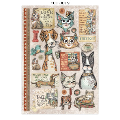 Junk journal stickers, cut-outs, backgrounds - Furry Friends (RESTOCK)