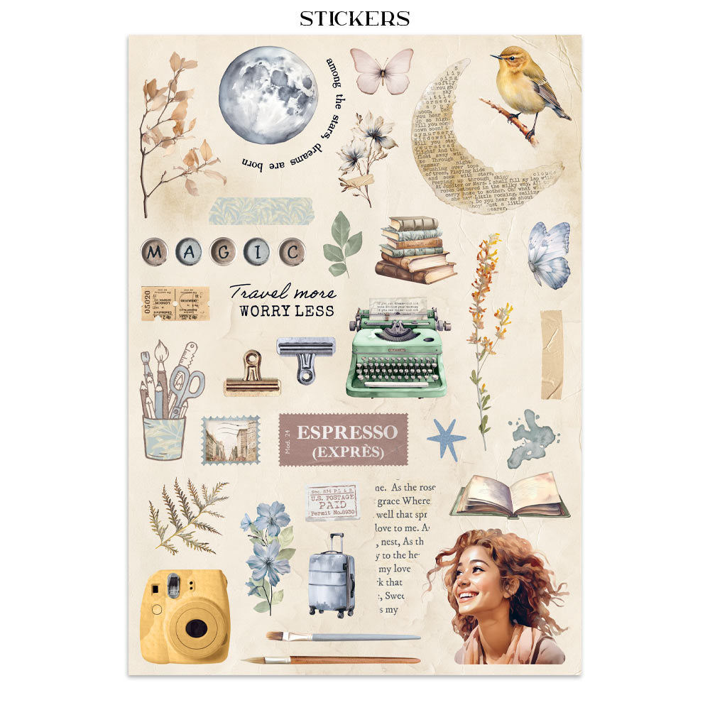 Junk journal stickers, cut-outs, backgrounds - Secret Diary (RESTOCK)