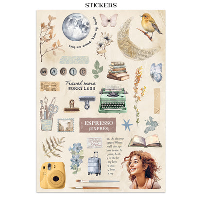 Junk journal stickers, cut-outs, backgrounds - Secret Diary (RESTOCK)