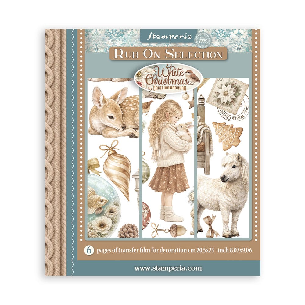 Rub-ons Selection White Christmas 20,5 × 23 cm - Stamperia