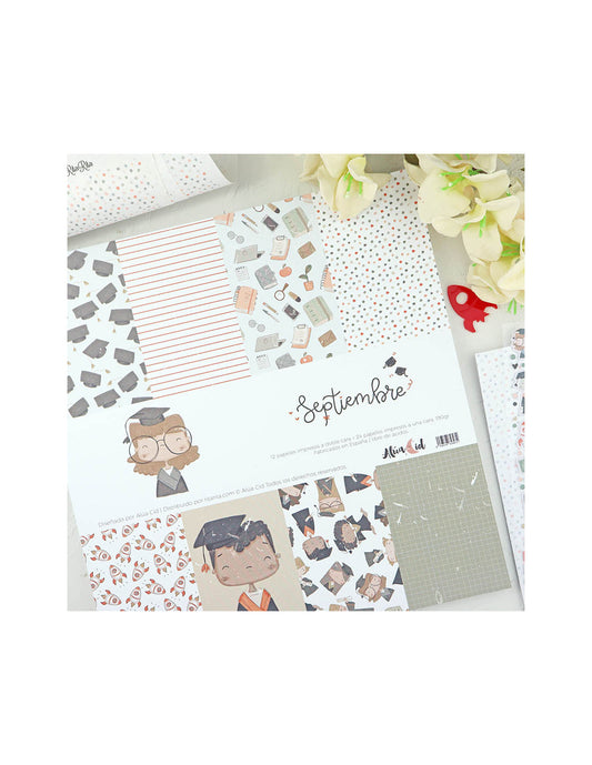 Septiembre 12x12" paper pad | Alúa Cid design