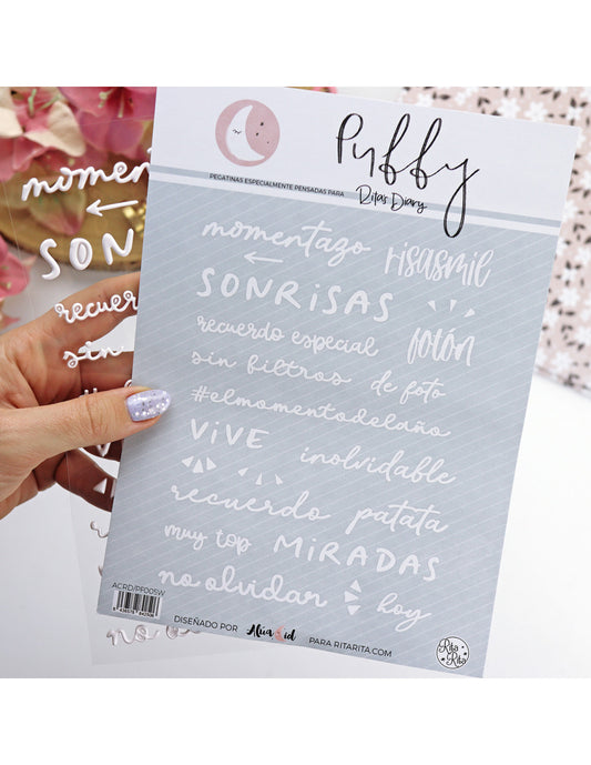 Sin Filtros. White puffy stickers