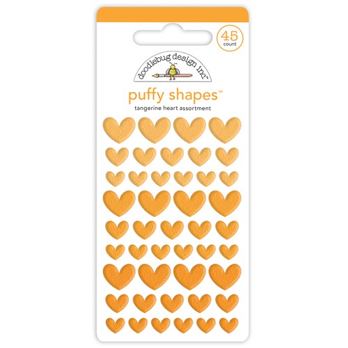 Tangerine Hearts Puffy Shapes