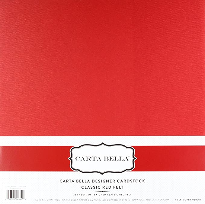 Classic Red Felt 80lb Cardstock- Carta Bella