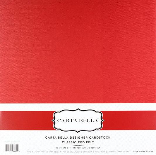Classic Red Felt 80lb Cardstock- Carta Bella