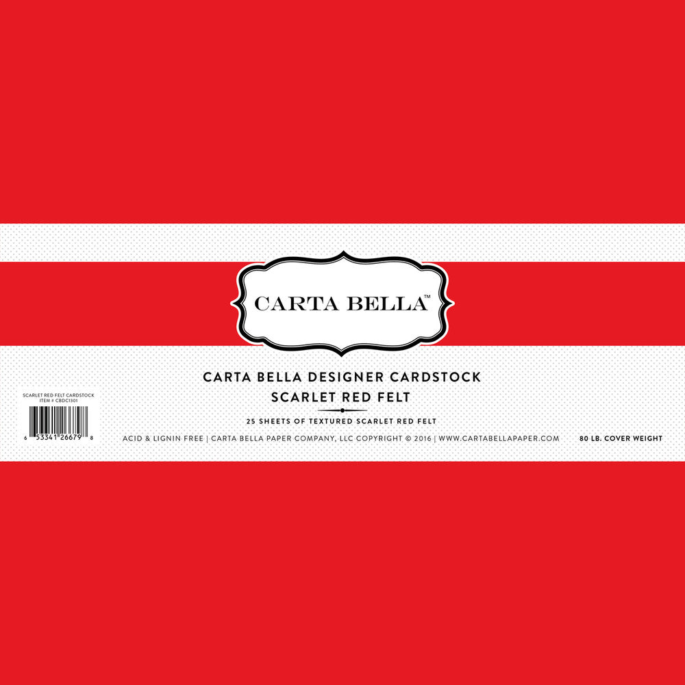 SCARLET RED FELT CARDSTOCK CARTA BELLA