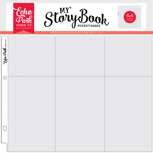 My Storybook 12X12 Pocket Page -4X6 Vertical Pockets 25 Sheet Pack