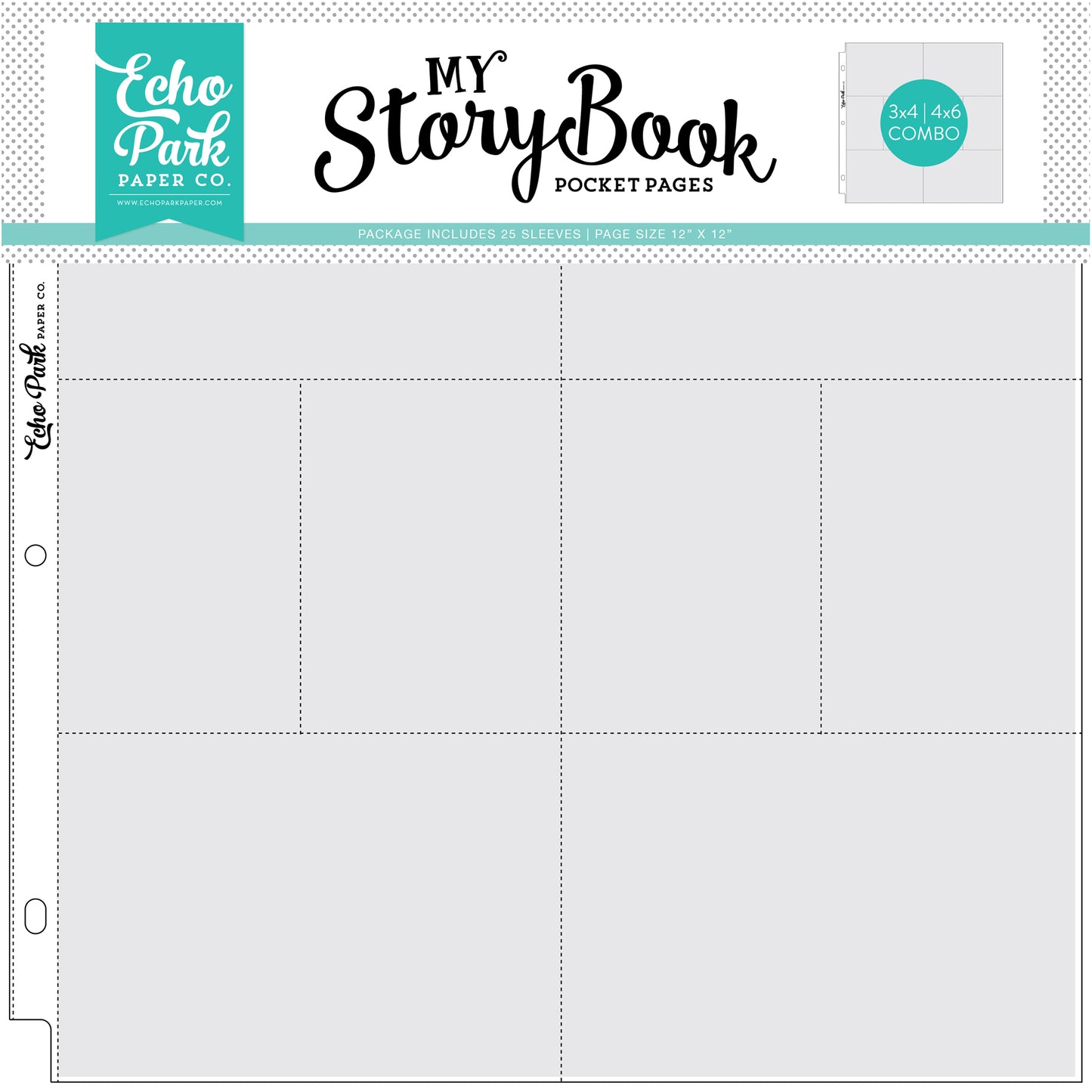 My Storybook 12X12 Pocket Page -4X6/3X4 Pockets 25 Sheet Pack