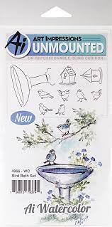 Bird Bath Rubber Stamp Set