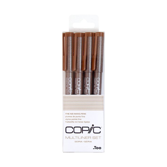 COPIC Multiliner Sets, 4-Pen Sepia Set - Peggable