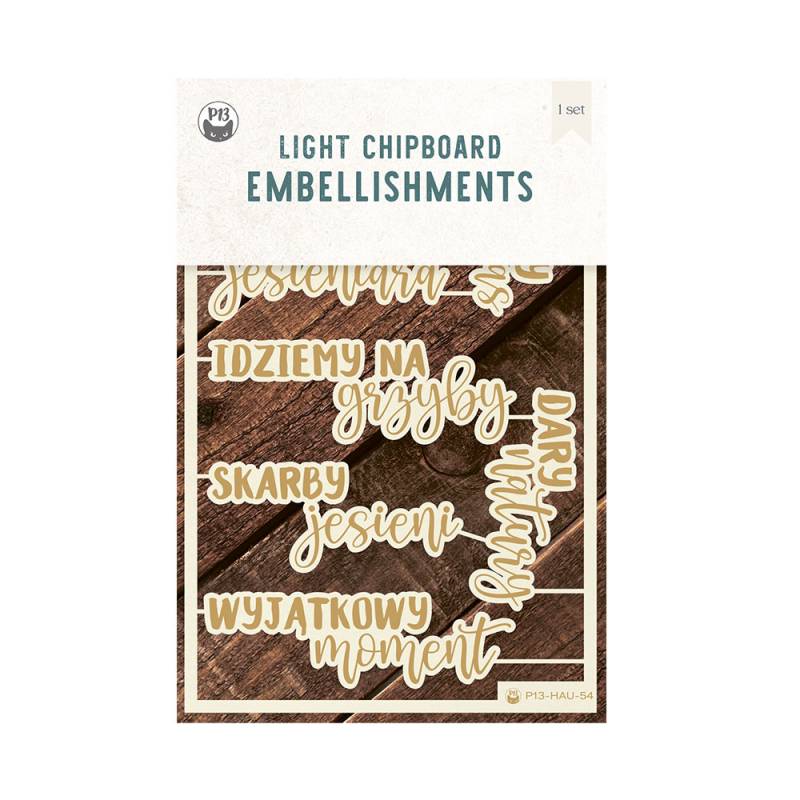 LIGHT CHIPBOARD EMBELLISHMENTS HELLO AUTUMN